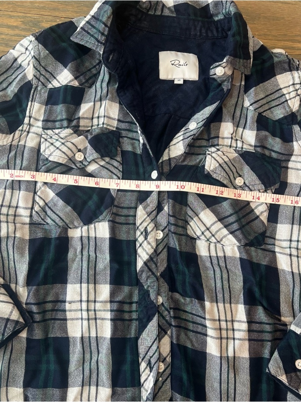 Rails Kendra Flannel Button Down White Navy Forest Long Sleeve XS - Picture 5 of 8